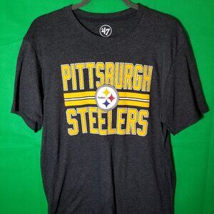 47 Pittsburgh Steelers T-Shirt Gray Short Sleeve NFL Team Football Mens Size‎ M